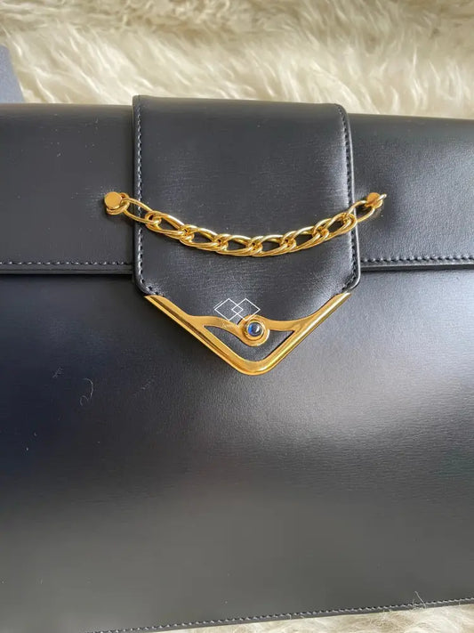 Cartier Sapphine Line Clutch Bag / Shoulder (Black Navy)