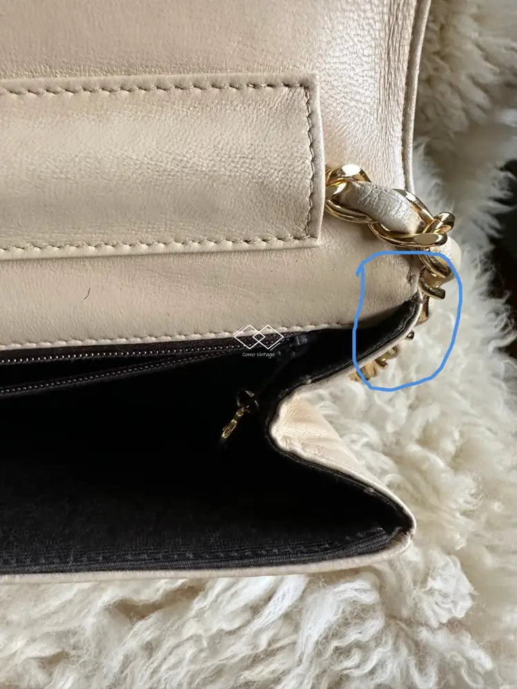 Chanel Beige Half Moon Lambskin Crossbody Clutch