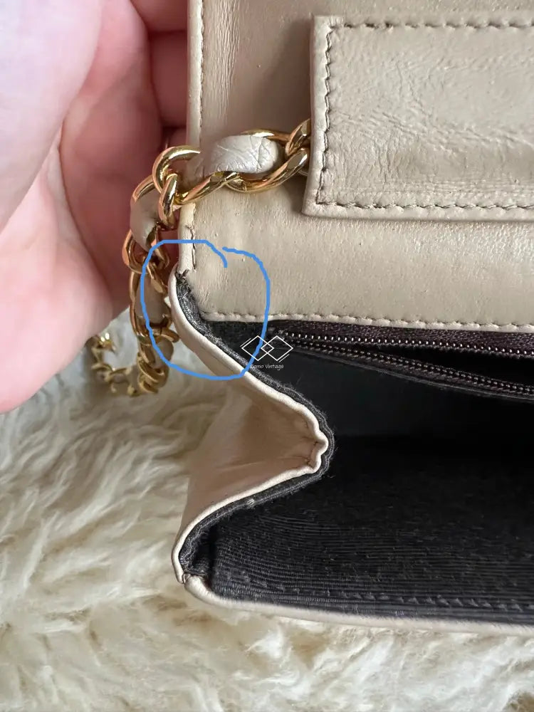 Chanel Beige Half Moon Lambskin Crossbody Clutch