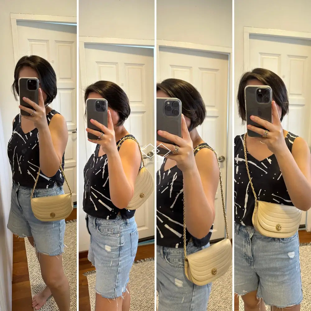 Chanel Beige Half Moon Lambskin Crossbody Clutch