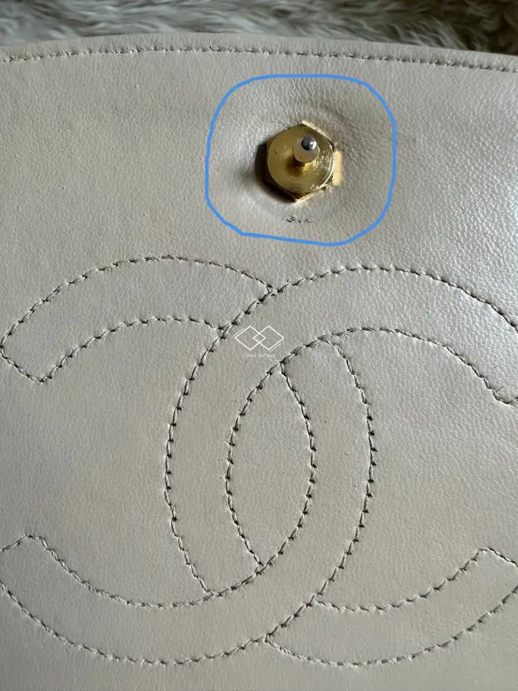 Chanel Beige Half Moon Lambskin Crossbody Clutch
