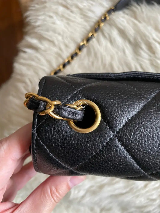 Chanel Black Caviar 23Cm Square 24K Gold Hardware - Full Set