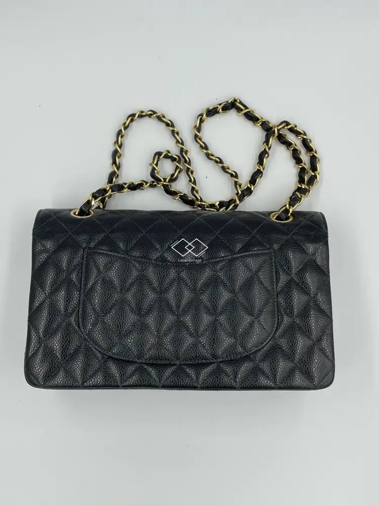Chanel Black Classic Double Flap Caviar Medium Gold Hardware