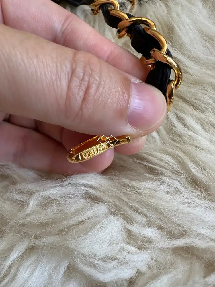 Chanel Gold Chain Black Leather Belt