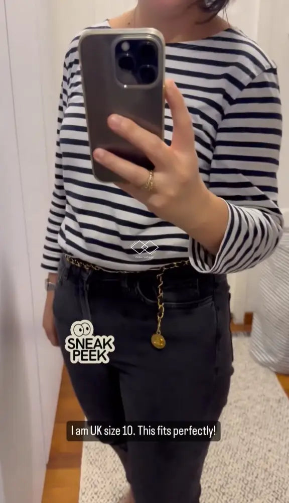 Chanel Gold Chain Black Leather Belt