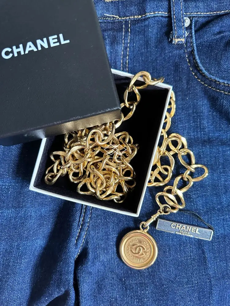 Chanel Gold Chain Double Belt With Medallion 1994