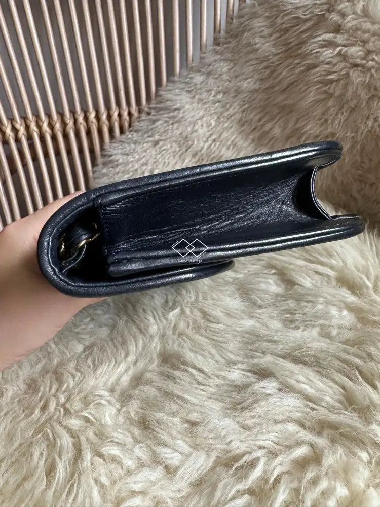 Chanel Navy Blue Quilted Lambskin Crossbody / Clutch Paris Limited Lock Design