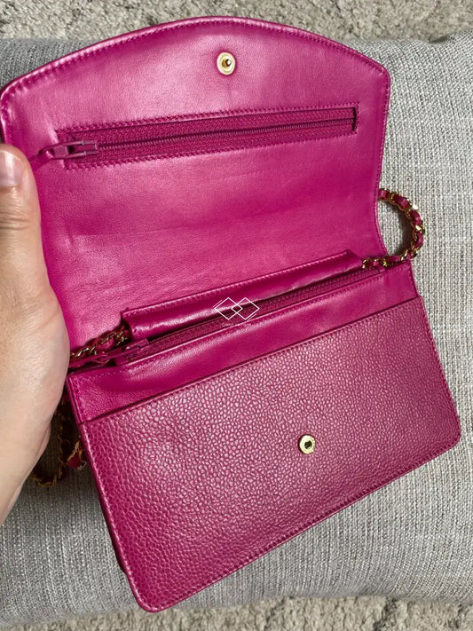Chanel Speckled Fuchsia Caviar Wallet On Chain (Woc) 24Kghw