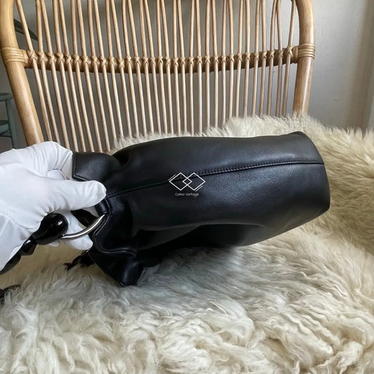 Dior Black Leather Malice Pearl Handbag Silver Hardware