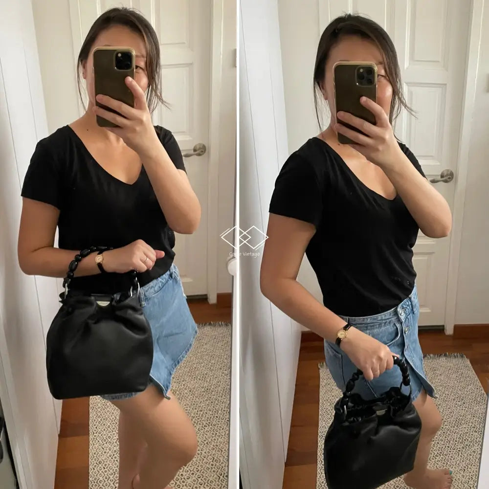 Dior Black Leather Malice Pearl Handbag Silver Hardware