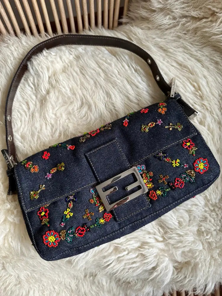 Fendi embroidered baguette hotsell