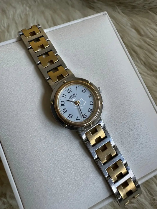Hermes Clipper Duo Tone Ladies Watch With Date