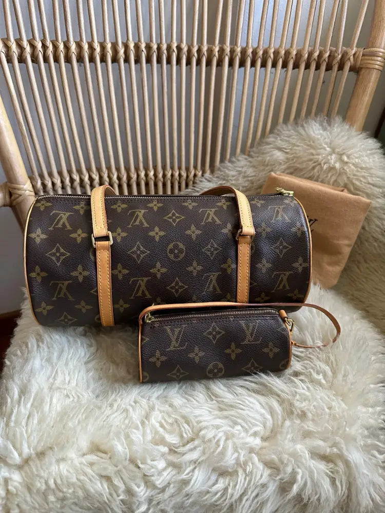 Louis Vuitton Vintage Monogram Papillon 30 With Mini Pouchette Mother-Daughter Bag
