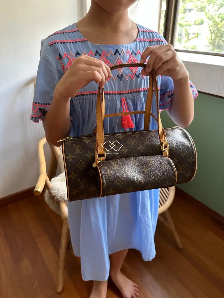 Louis Vuitton Vintage Monogram Papillon 30 With Mini Pouchette Mother-Daughter Bag