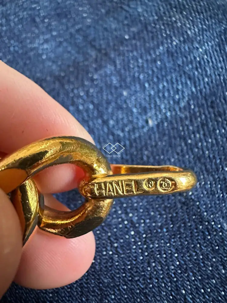 Rare! Chanel Gold Chain Red Leather Belt With Medallion