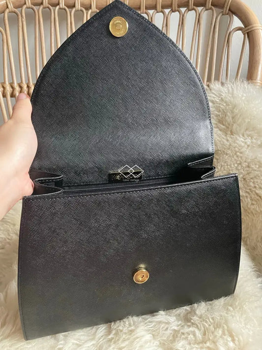 Ysl Black Grained Shiny Leather Top Handle