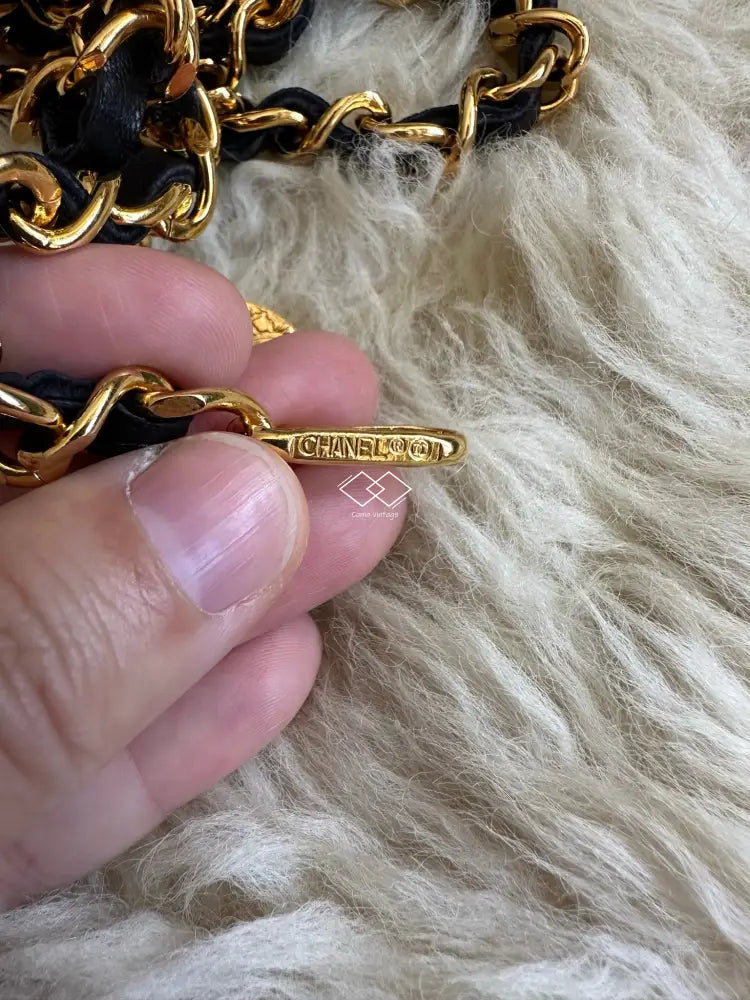 Chanel Gold Chain Black Leather Belt