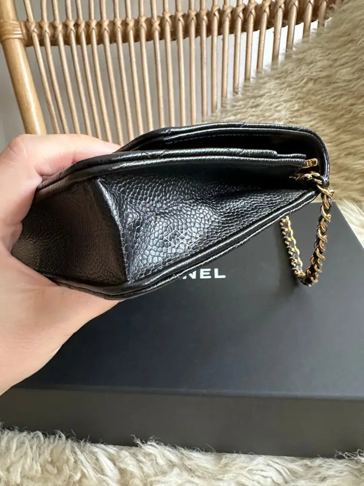 2022 Chanel Black Caviar Wallet-On-Chain Gold Hardware Full Set