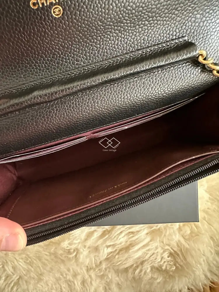 2022 Chanel Black Caviar Wallet-On-Chain Gold Hardware Full Set