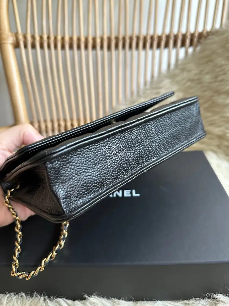 2022 Chanel Black Caviar Wallet-On-Chain Gold Hardware Full Set
