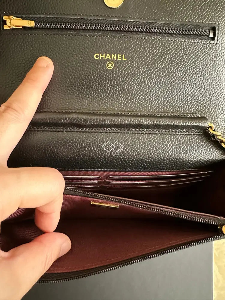 2022 Chanel Black Caviar Wallet-On-Chain Gold Hardware Full Set