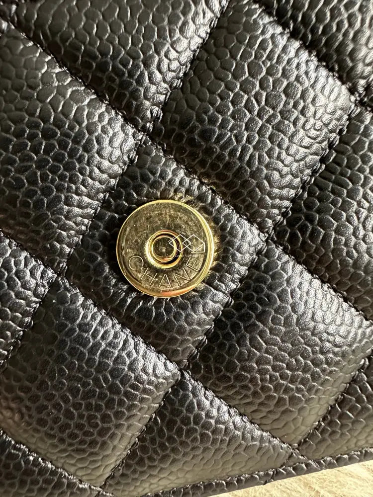 2022 Chanel Black Caviar Wallet-On-Chain Gold Hardware Full Set