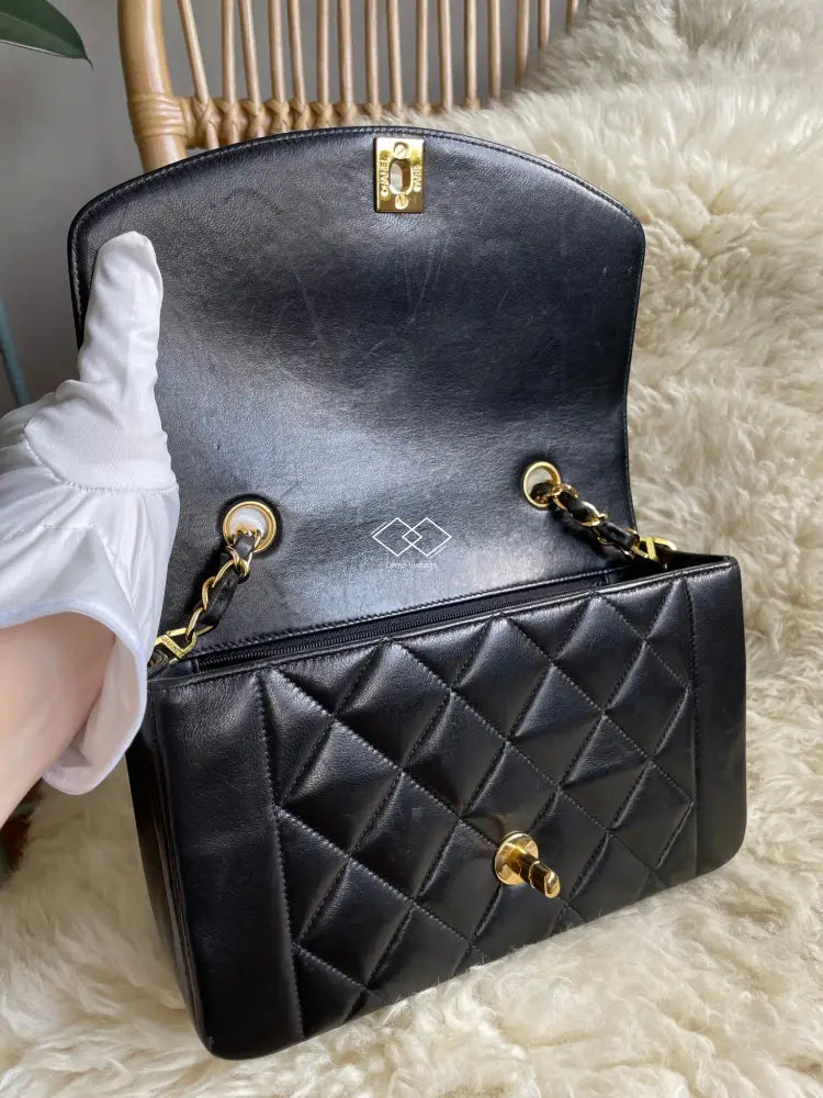 Black Interior! Chanel Diana Quilted Lambskin Small With 24K-Plated Gold Hardware