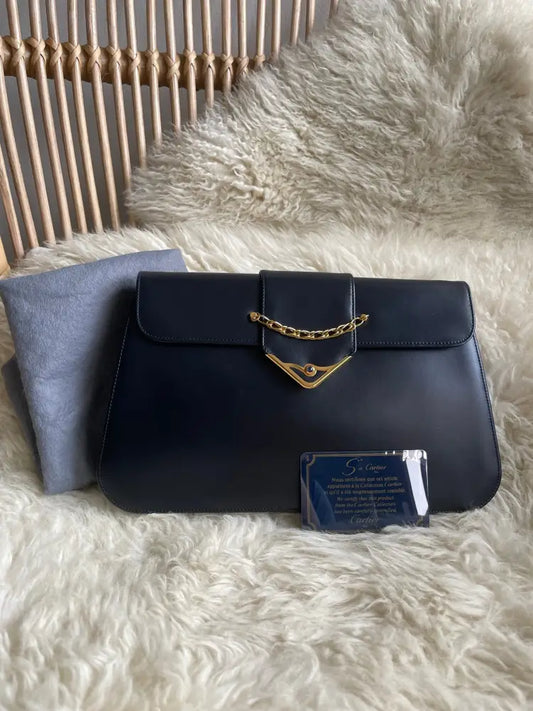 Cartier Sapphine Line Clutch Bag / Shoulder (Black Navy)