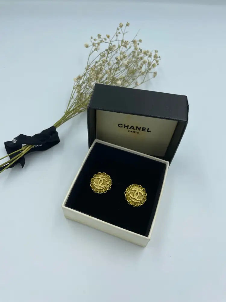 Chanel 1994 Made CC Mark Dotted Fringe Swing Earrings - 2 Pieces