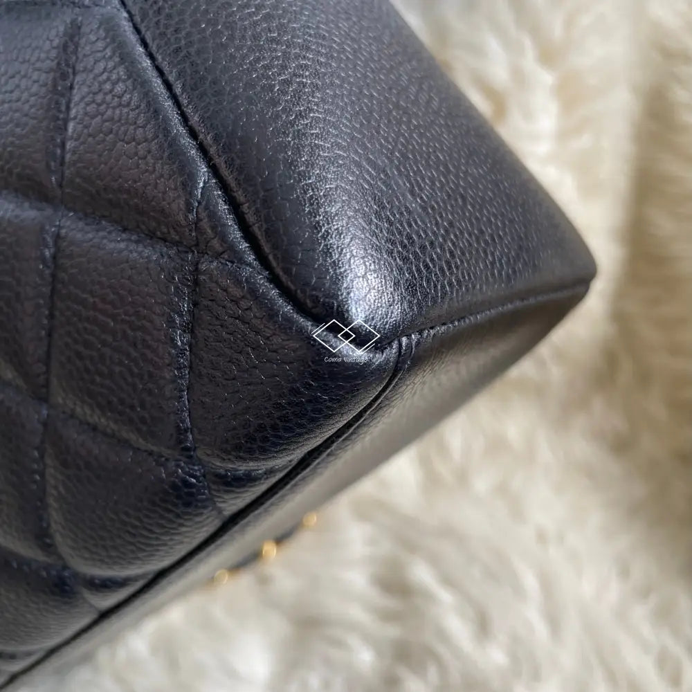Chanel Black Caviar Knotted Double Chain Cross Body Camera Bag 24K Gold Hardware