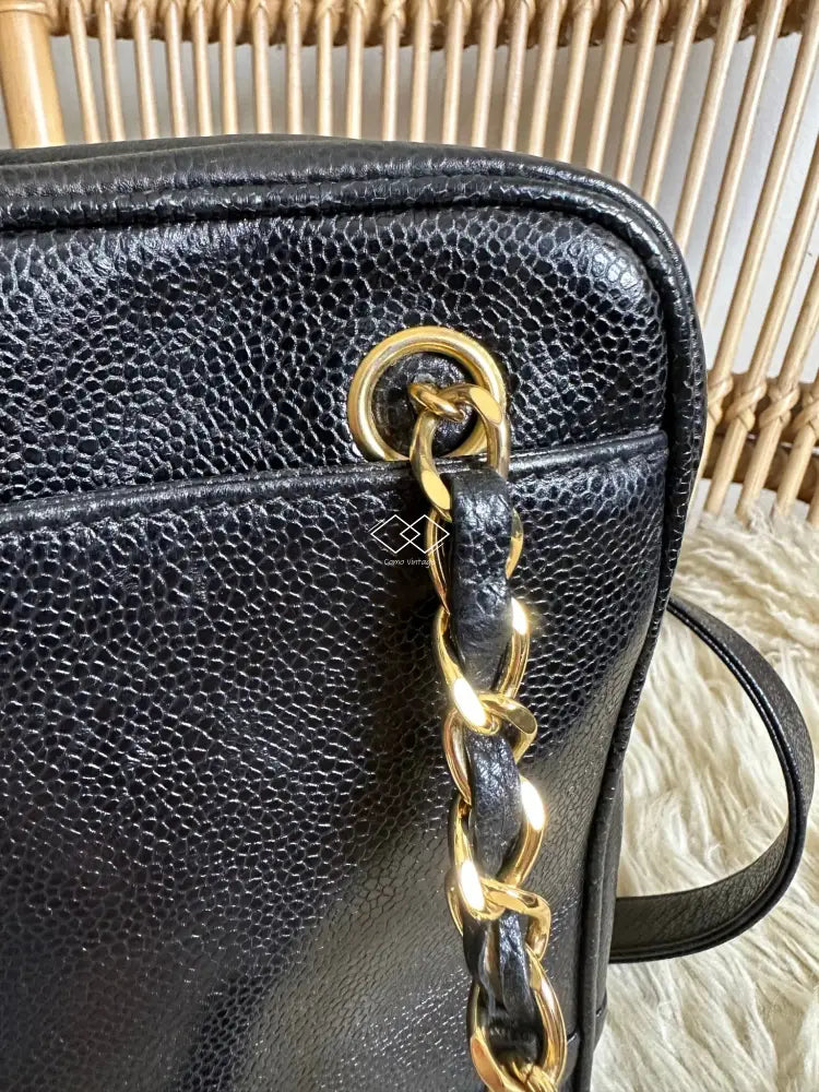 CHANEL Vintage Camera Bag in Black Caviar