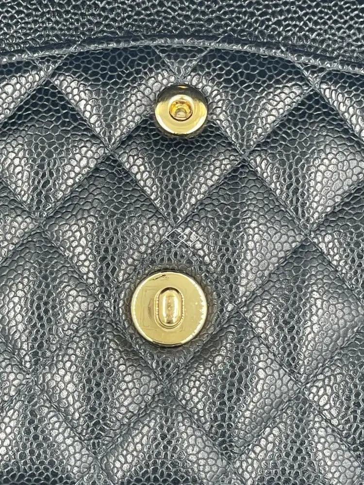Chanel Black Classic Double Flap Caviar Medium Gold Hardware