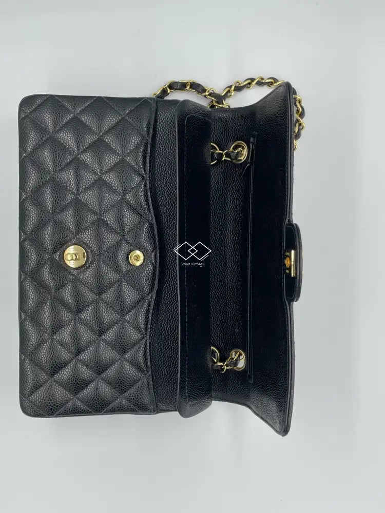 Chanel Black Classic Double Flap Caviar Medium Gold Hardware