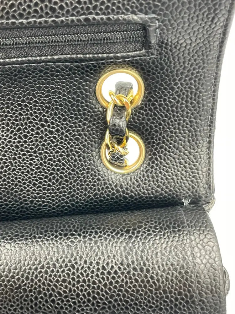 Chanel Black Classic Double Flap Caviar Medium Gold Hardware