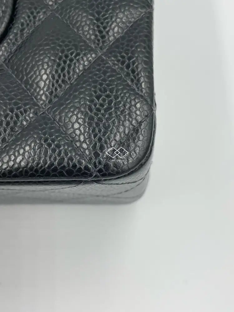 Chanel black quilted caviar 2025 medium classic double flap bag