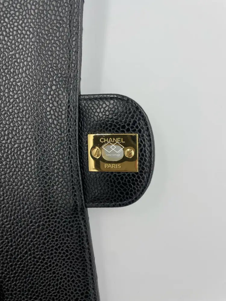Chanel Black Classic Double Flap Caviar Medium Gold Hardware