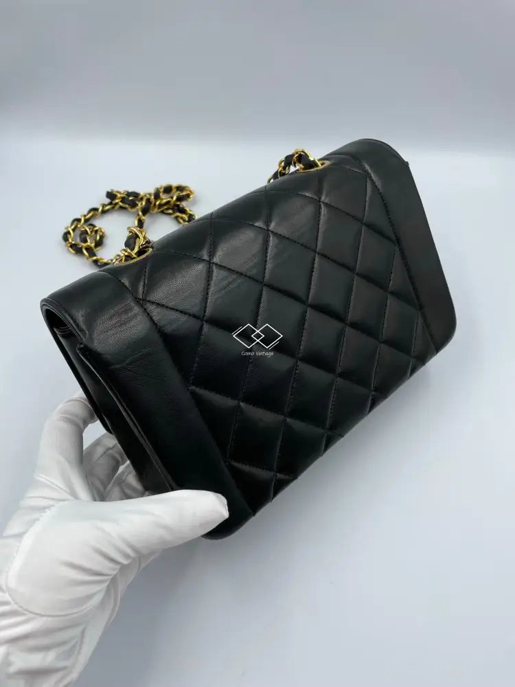 Chanel Black Diana Quilted Lambskin Small With Gold Hardware