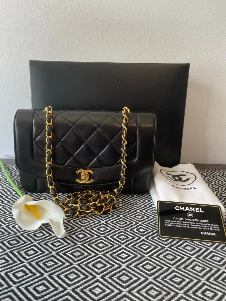 Chanel Black Diana Quilted Lambskin Small with Gold Hardware – como-vintage