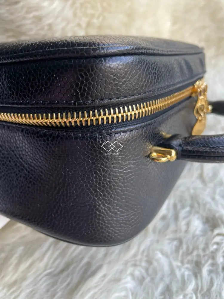 Vintage Chanel Large Vanity Bag Black Caviar Gold Hardware – Madison Avenue  Couture