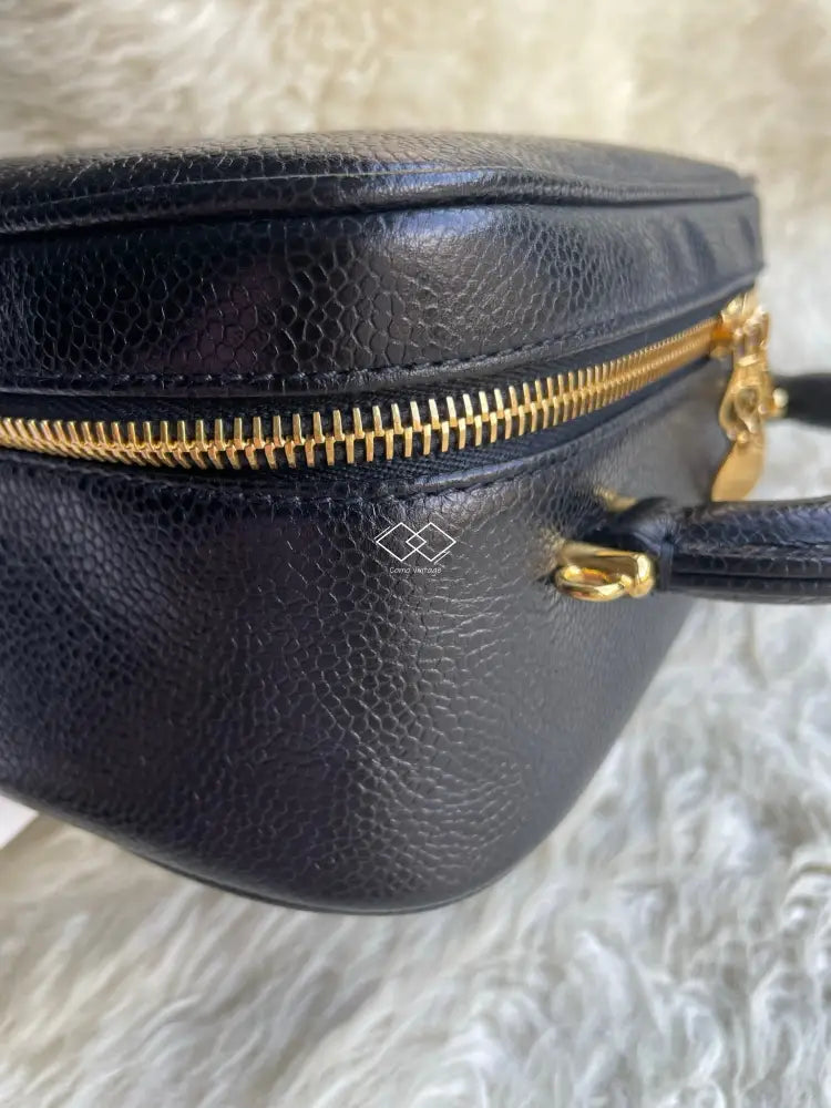 Chanel Black Vanity Case Caviar Gold Hardware