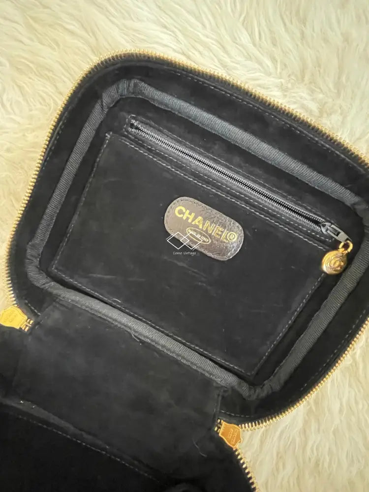 Chanel Black Vanity Case Caviar Gold Hardware
