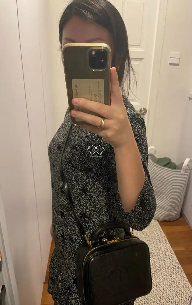 Chanel Black Vanity Case Caviar Gold Hardware