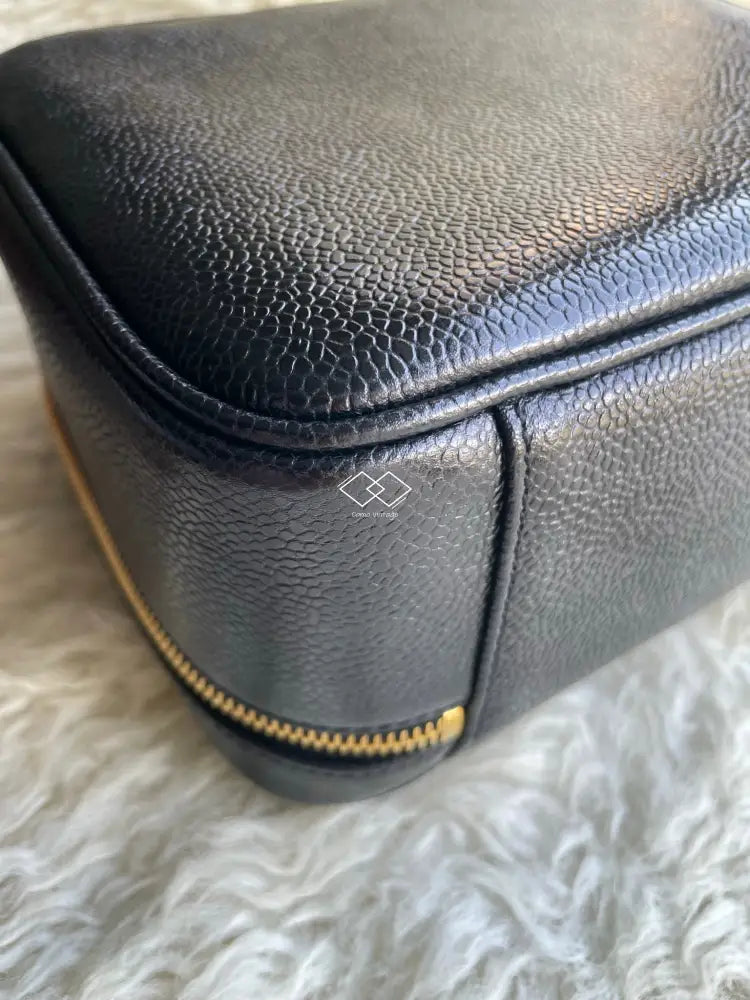 Chanel Black Vanity Case Caviar Gold Hardware