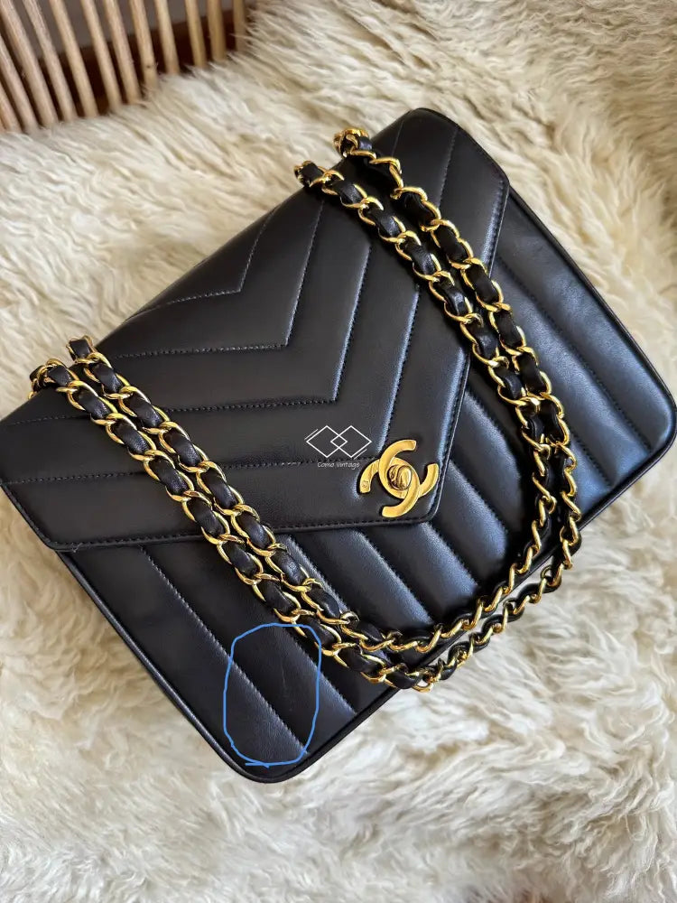 Chanel Vintage Chevron Lambskin Envelope Flap Bag