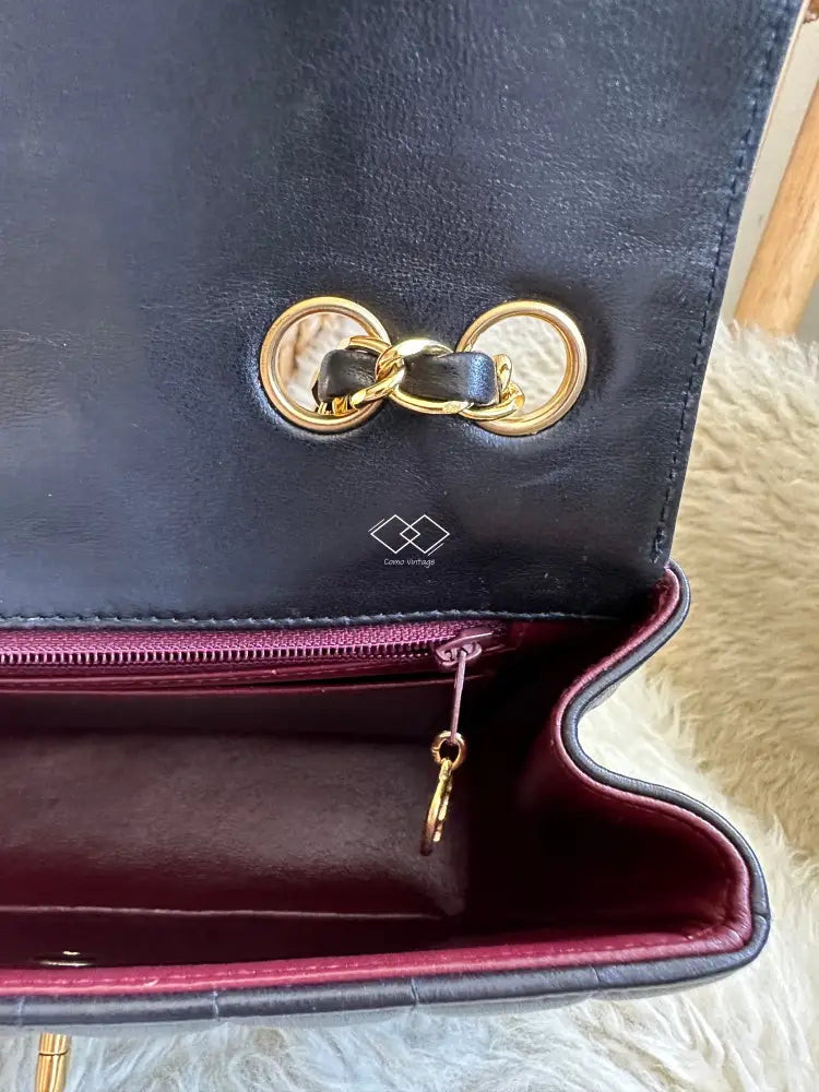 Chanel Black Vertical Chevron Lambskin Flap Bag
