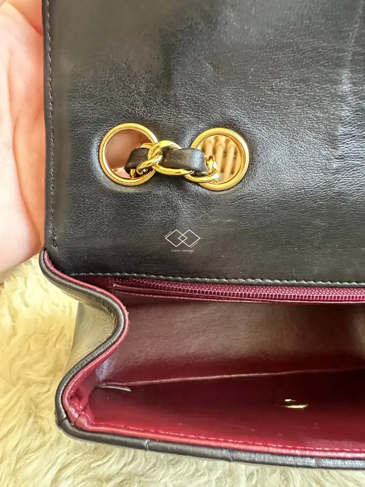 Chanel Black Vertical Chevron Lambskin Flap Bag
