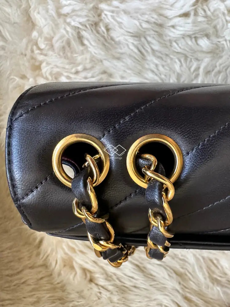 Chanel Black Vertical Chevron Lambskin Flap Bag