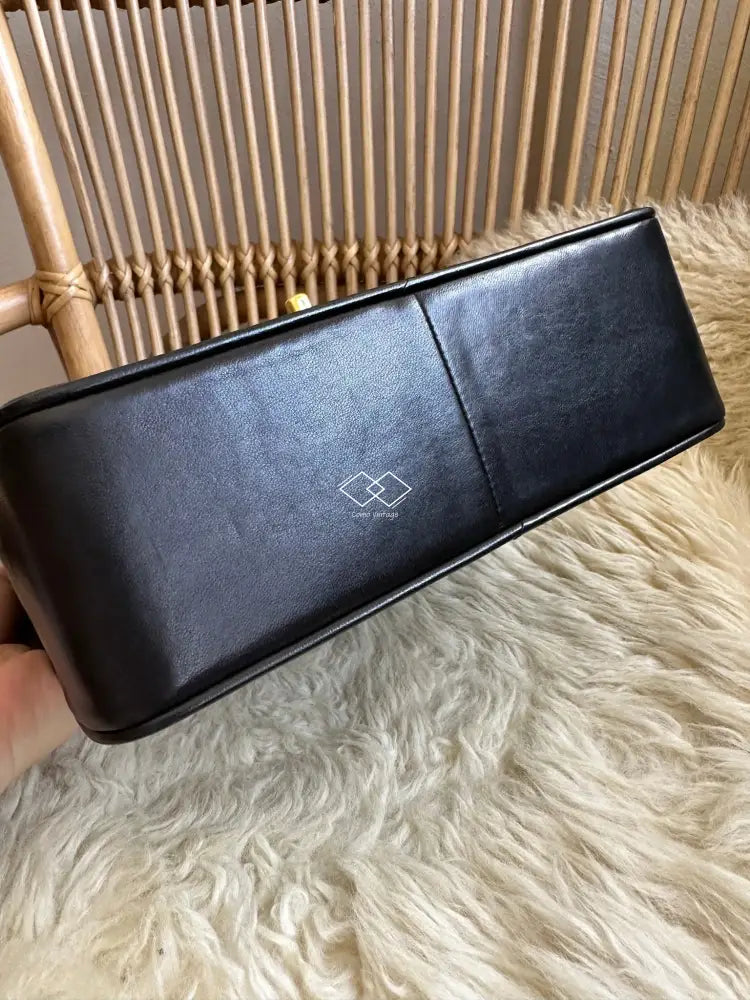 Chanel Black Vertical Chevron Lambskin Flap Bag