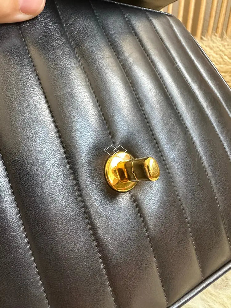 Chanel Black Vertical Chevron Lambskin Flap Bag