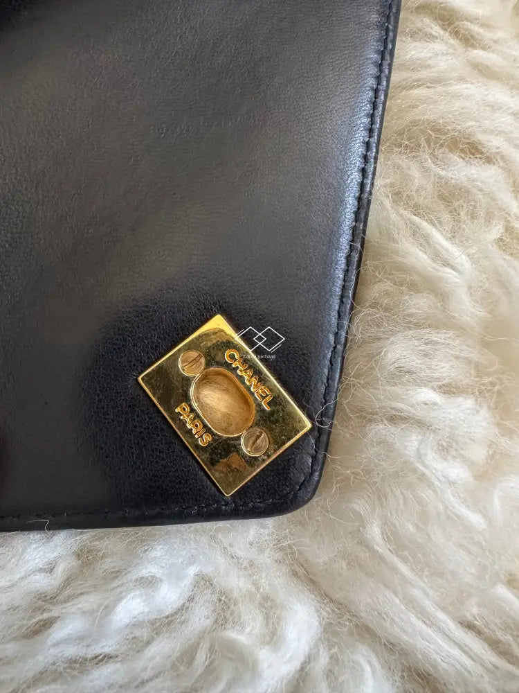 Chanel Black Vertical Chevron Lambskin Flap Bag